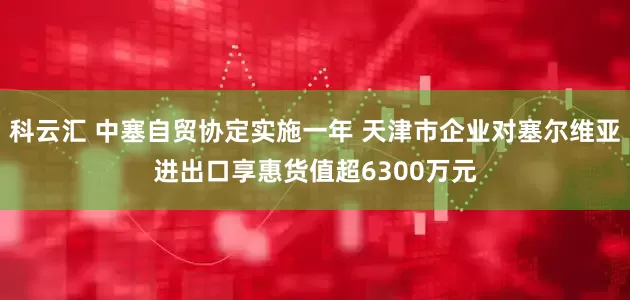 科云汇 中塞自贸协定实施一年 天津市企业对塞尔维亚进出口享惠货值超6300万元